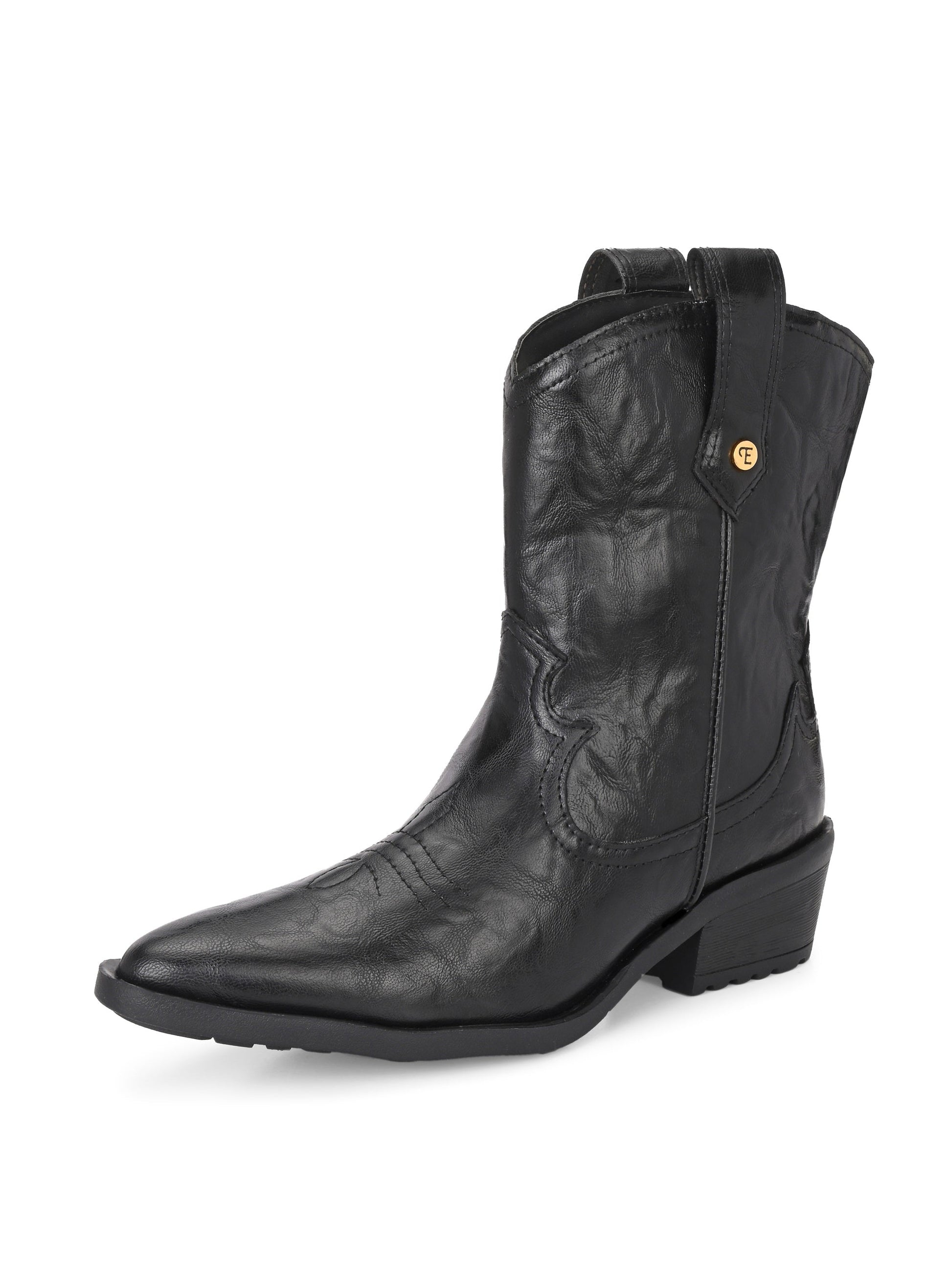 EL PASO Women Faux Leather Casual Slip On Cowboy Boots-13