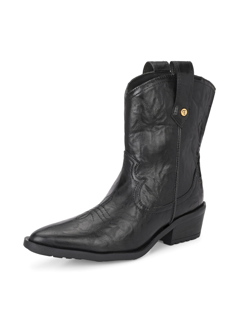 EL PASO Women Faux Leather Casual Slip On Cowboy Boots-13