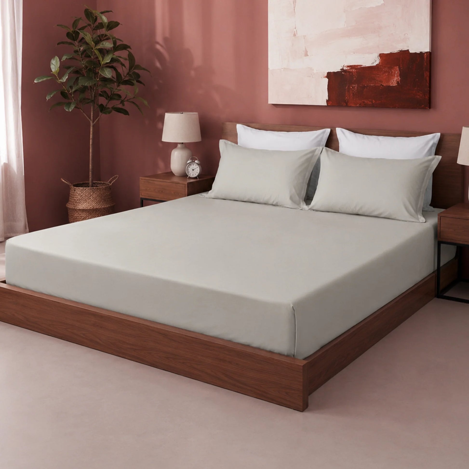 Fort Sublime - Solid Fitted Bedsheet (Light Grey)-6