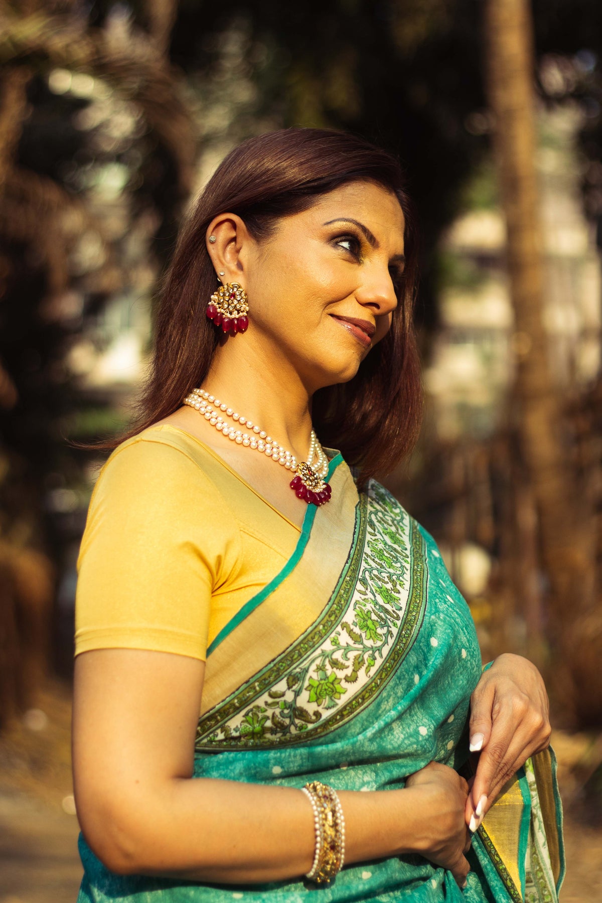 Cotton Kasavu Saree,Tree of Life Design • Sea Green-7