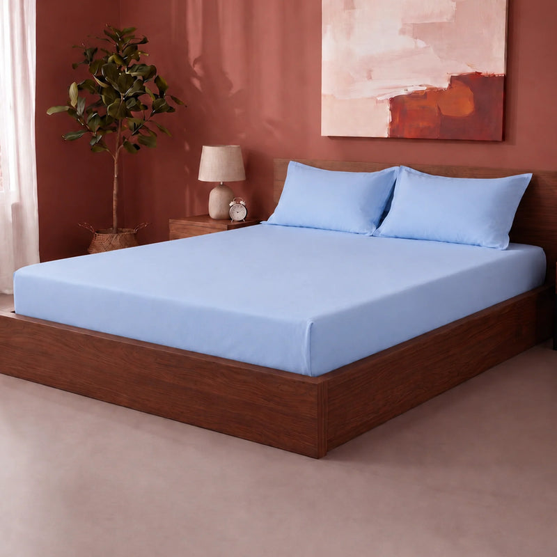 Fort Sublime - Solid Fitted Bedsheet (Sky Blue)-6