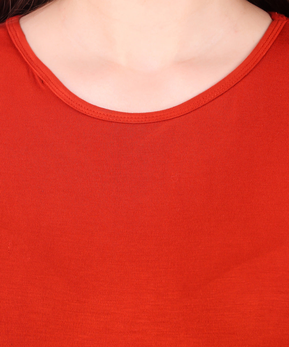 Naturefab Women's Organic Bamboo Tshirt Red-5