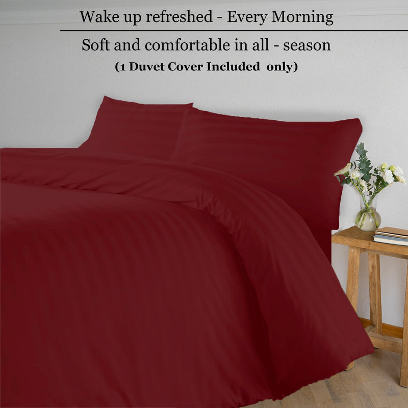 Breton Mellow - Satin Striped Duvet Cover (Maroon)-6