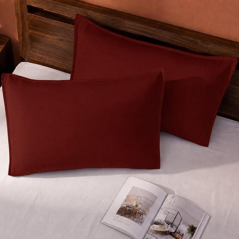Fort Nightingale - Solid Pillow Cover (Maroon) (Bedsheet Excluded)-6