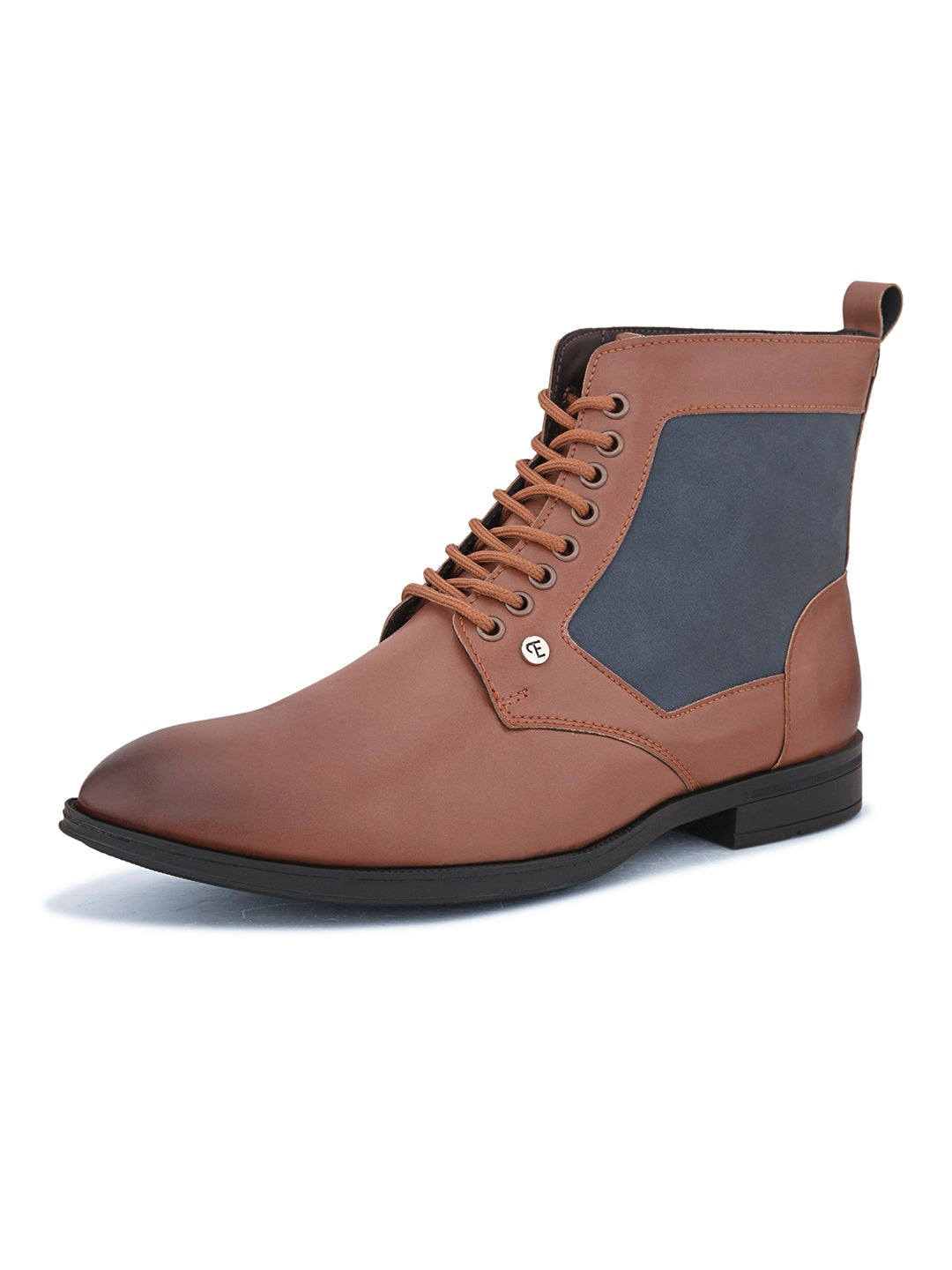 EL PASO Men Tan Faux Leather Casual Lace Up Boots-5