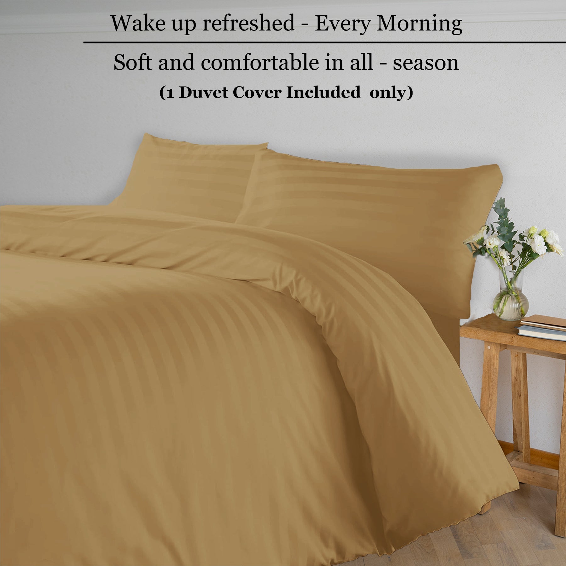 Breton Mellow - Satin Stripe Duvet Cover (Taupe)-6