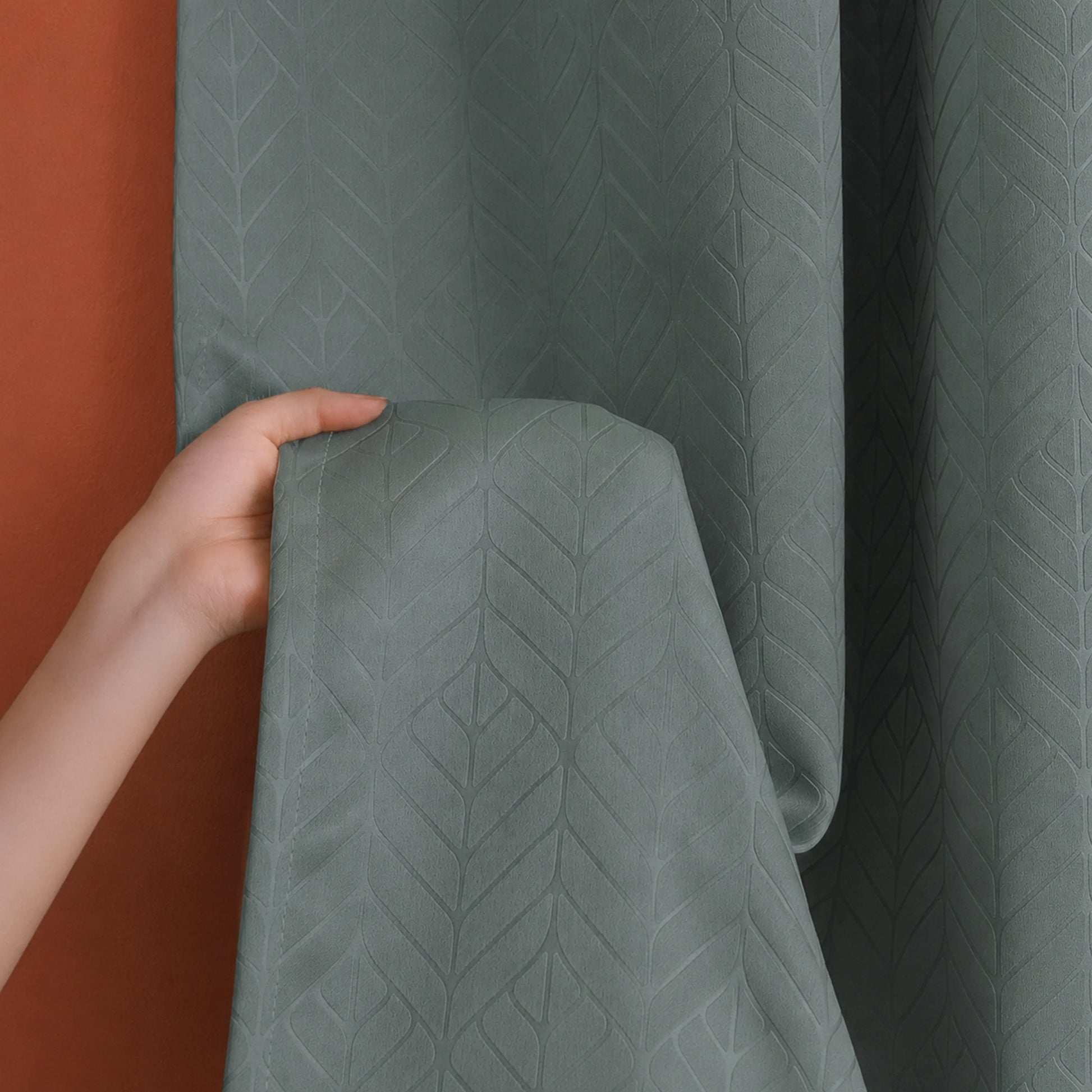 Fort Essential Embossed - Rod Pocket Black Backing Blackout Curtain (Grey)-6