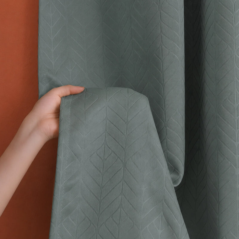 Fort Essential Embossed - Rod Pocket Black Backing Blackout Curtain (Grey)-6