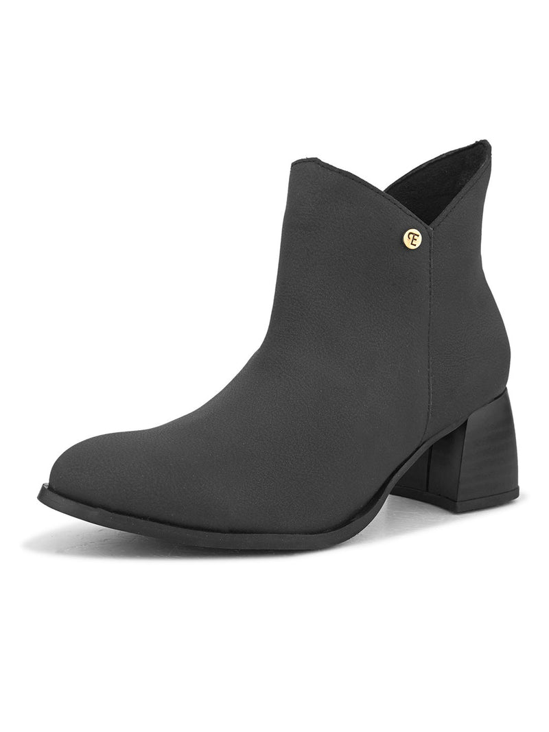 EL PASO Women Black Faux Leather Casual Chelsea Boots-3