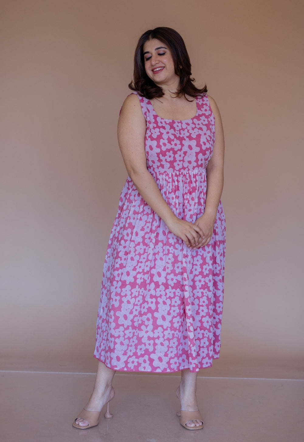Sidra Pink Batik MulMul A Line Dress