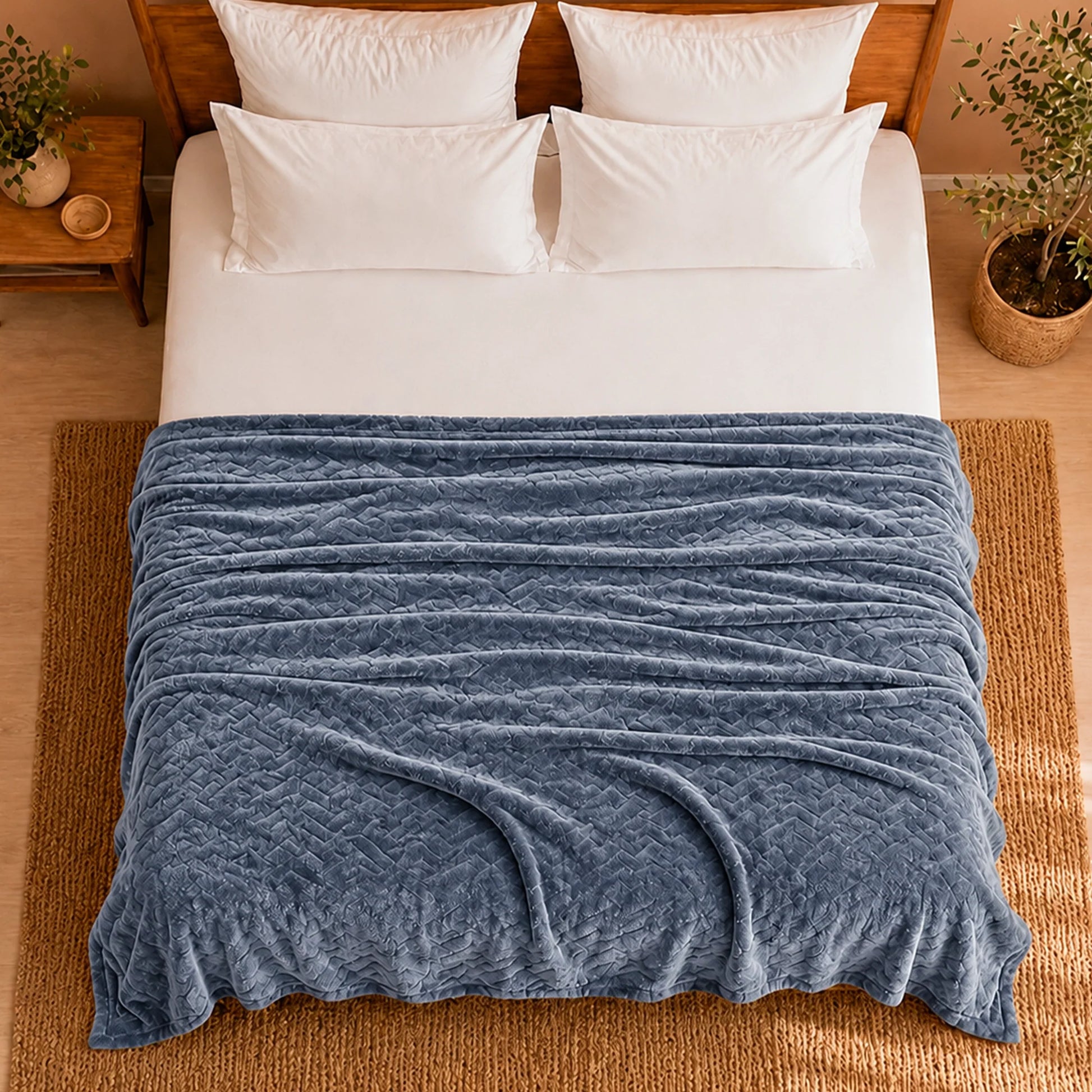 Fort Mellow - Wave Plush Blanket (Frost Blue)-6