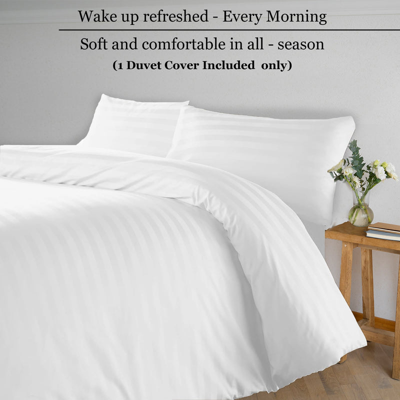 Breton Mellow - Satin Striped Duvet Cover (White)-6