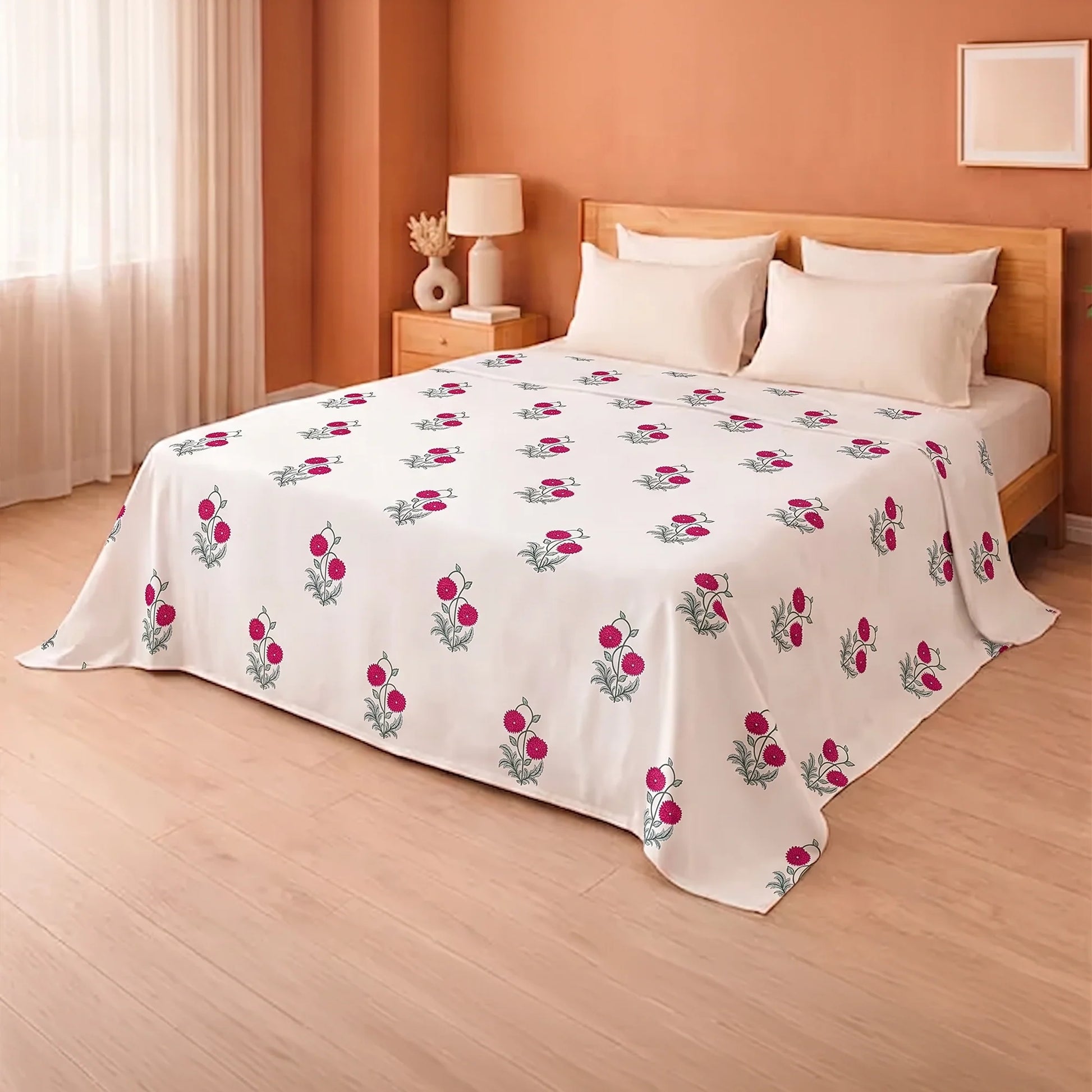 Imprimer Vignette - Rose Printed Dohar Blanket (Red)-6