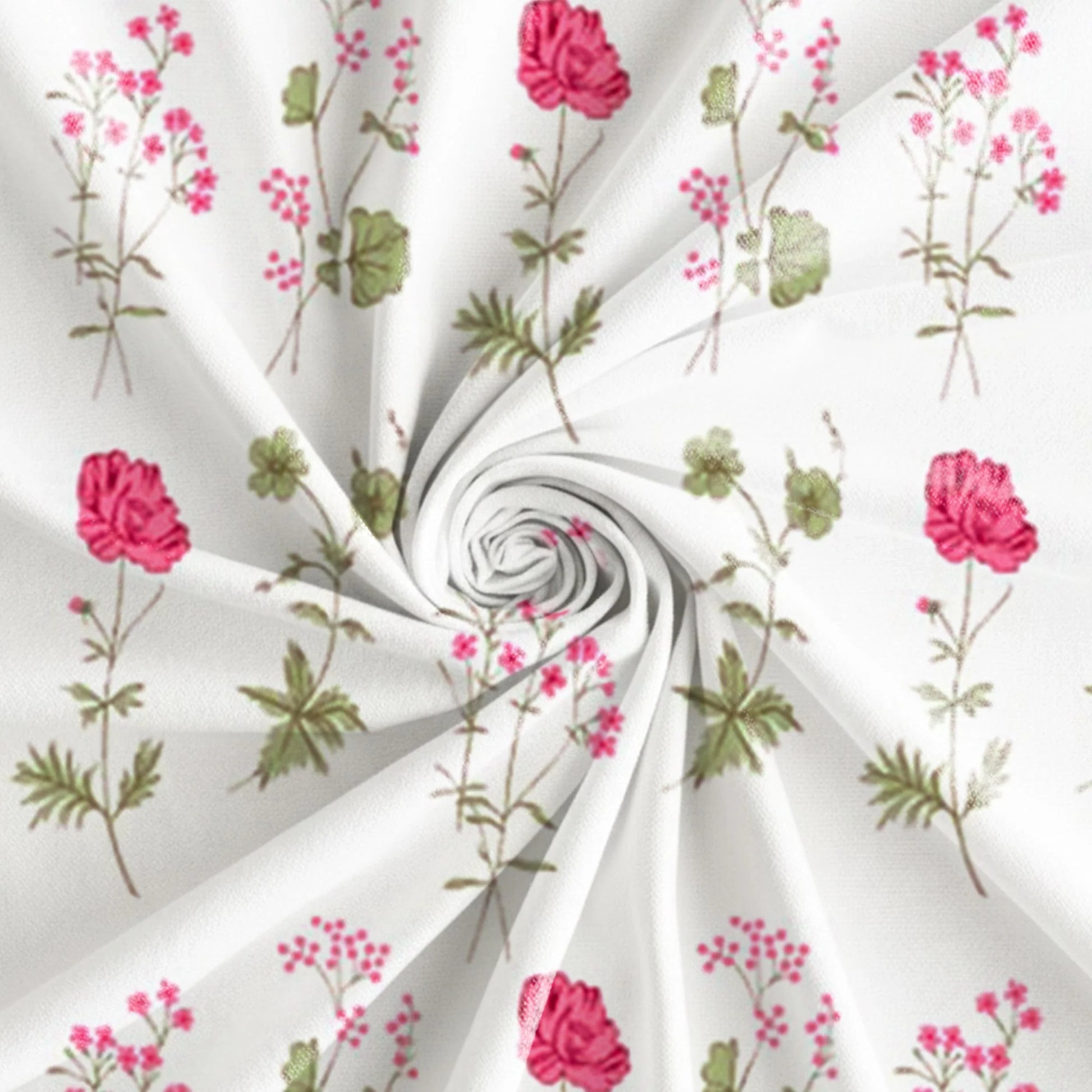 Pink Floral Printed Eyelet Duck Curtain-6