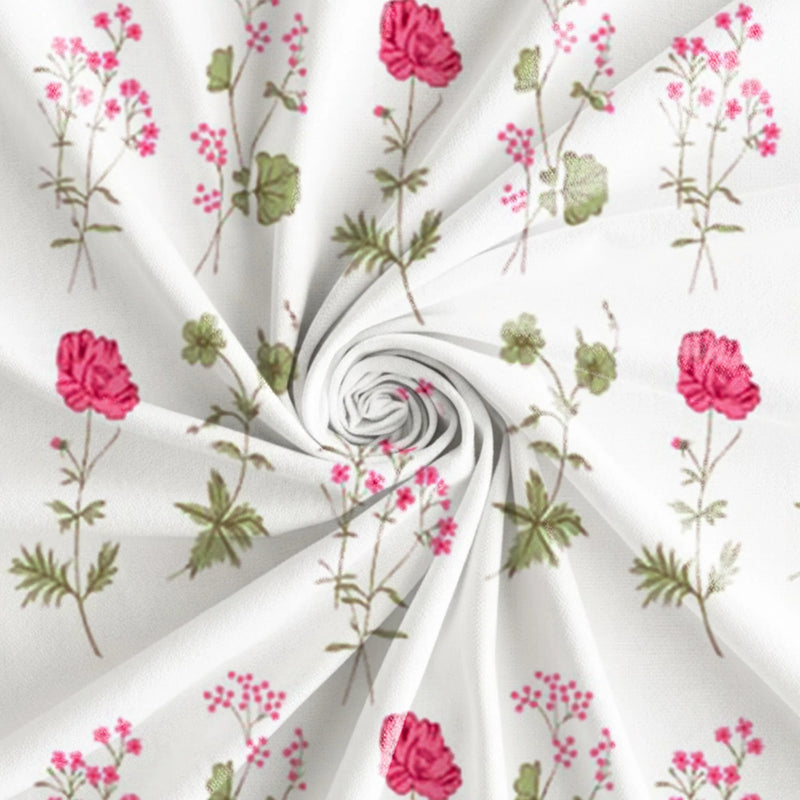 Pink Floral Printed Eyelet Duck Curtain-6
