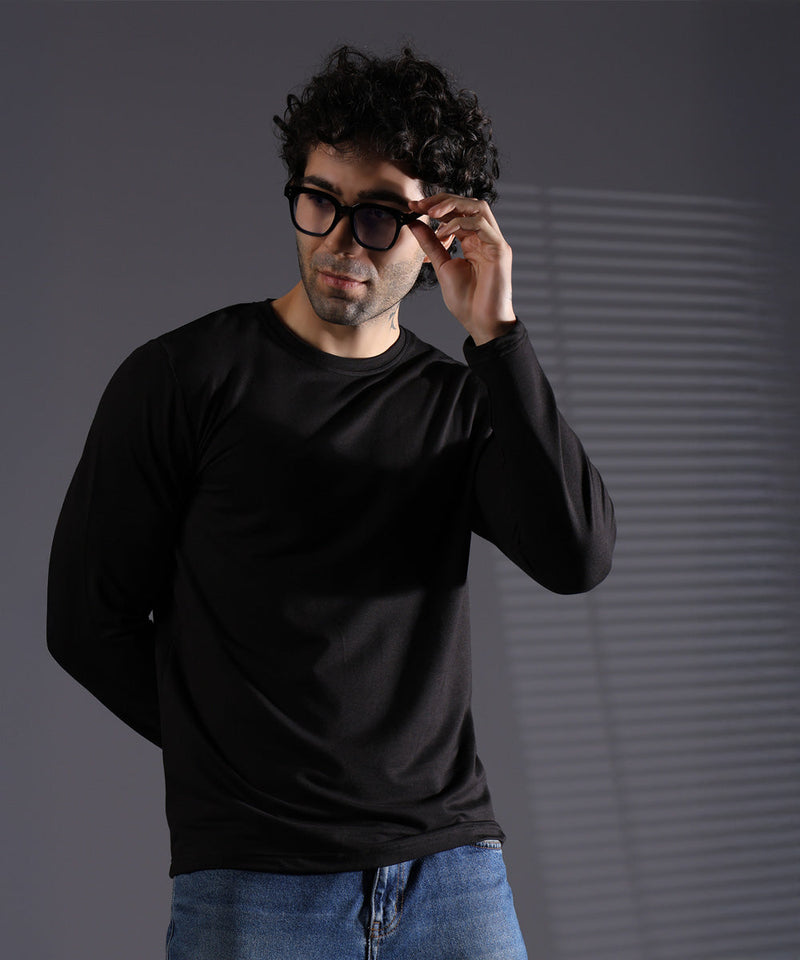 Naturefab Men's Organic Bamboo Full sleeve Terry Tshirt Black-6
