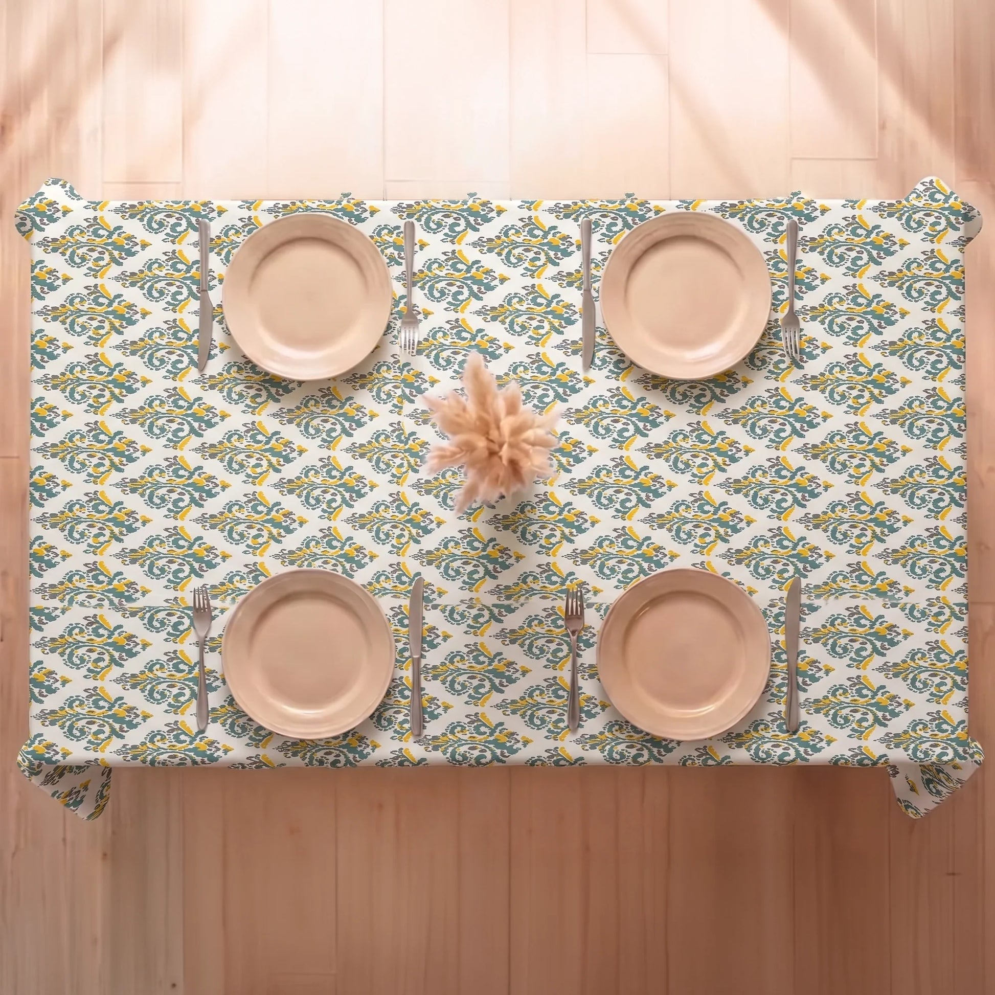 Imprimer Ikat - Printed Dining Table Cover (Yellow)-6