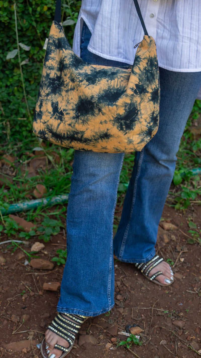 Cotton Hobo Bag • Black Splash-6