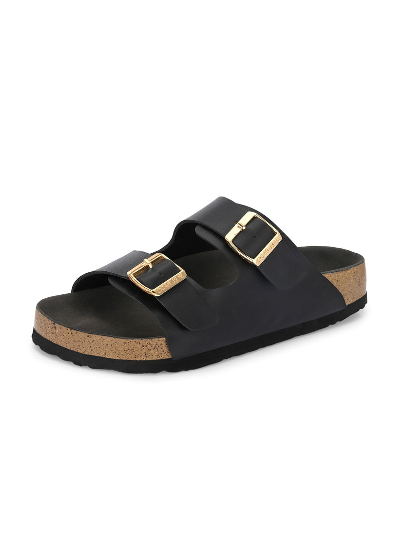Luxurious Camel Leather Double-Strap Sandal For Women-64