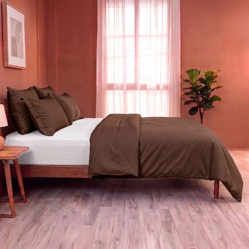 Breton Mellow - Satin Stripe Duvet Cover (Brown)-6