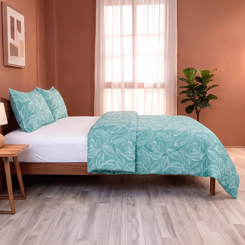 Imprimer Lilac - Leaf Printed Duvet Cover (Aqua Blue)-6
