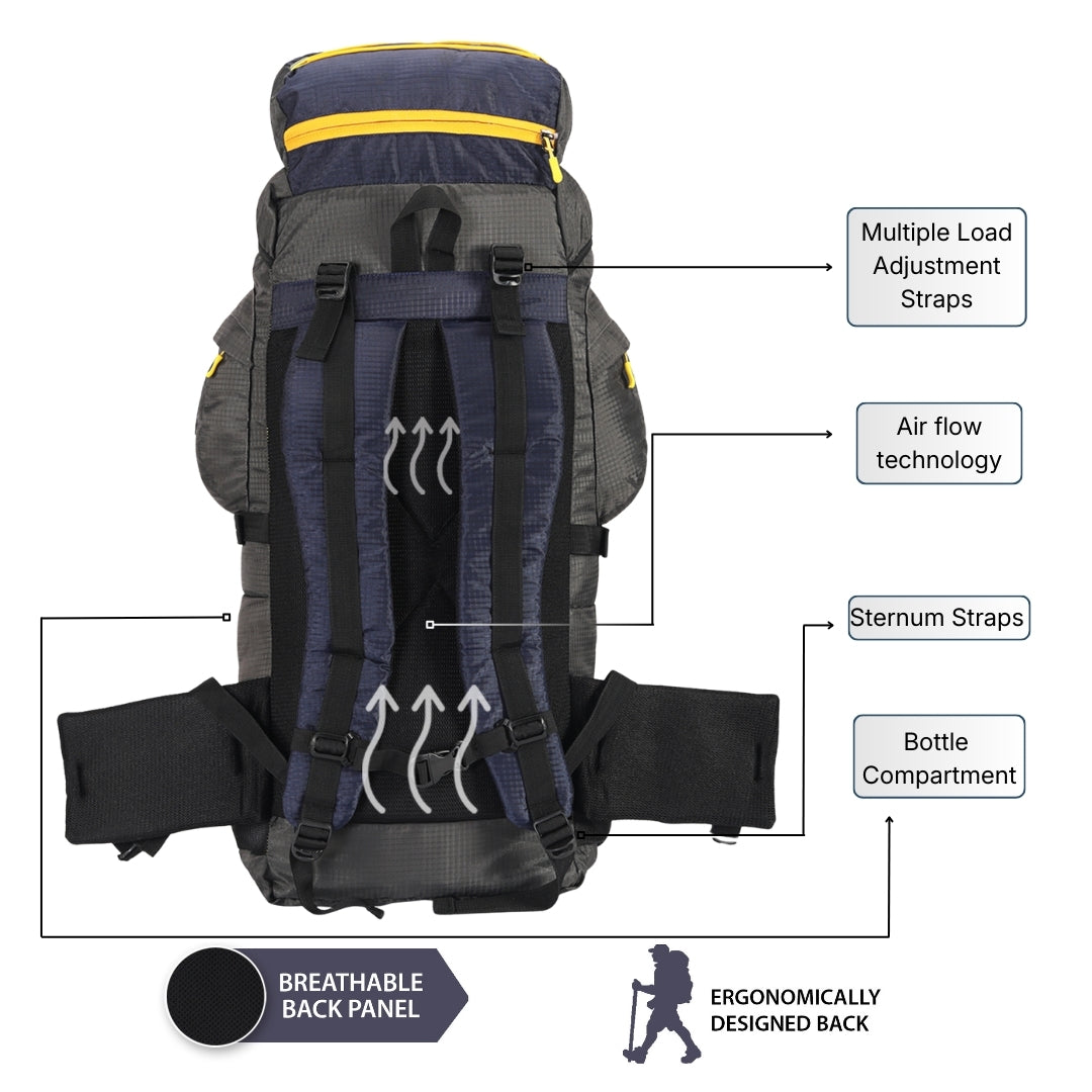 Rucksack trekking bag (Grey)-6