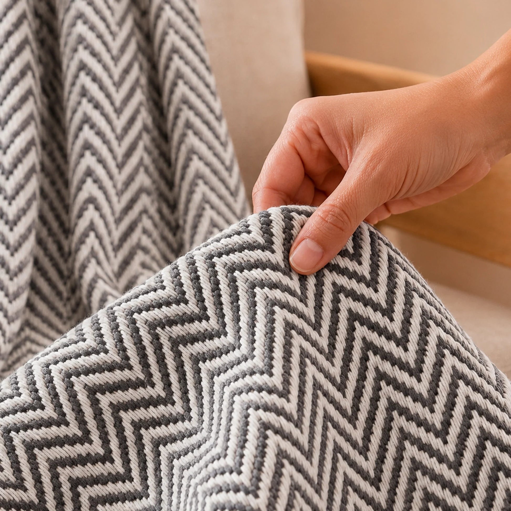 Tessitura Grey Chevron - Woven Throw-6