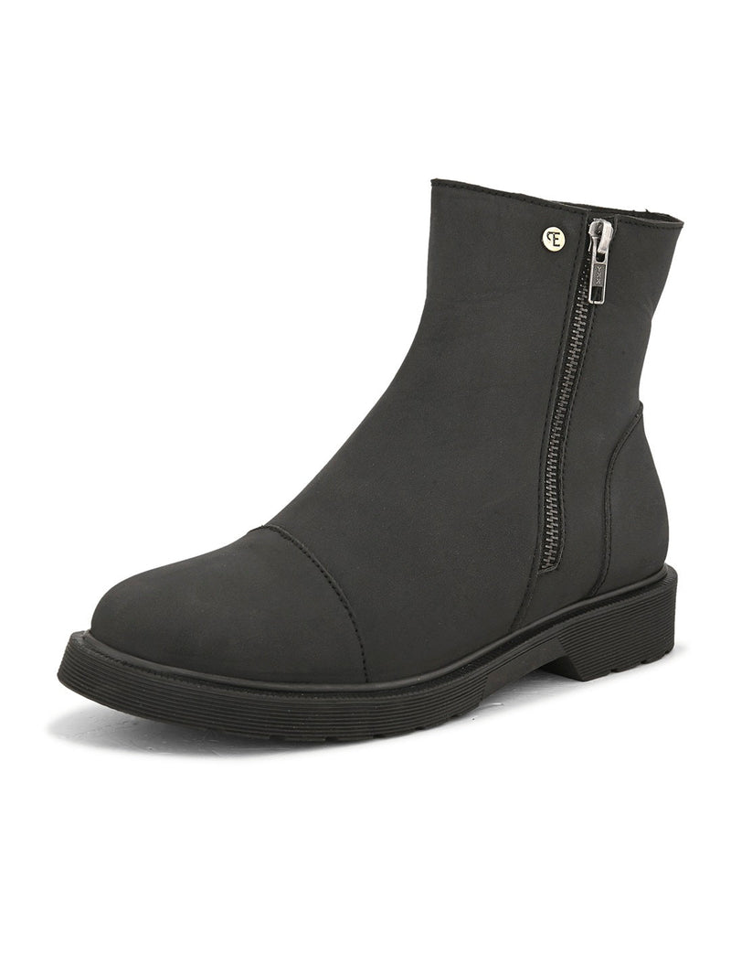 EL PASO Women Black Faux Leather Casual Chelsea Boots-4