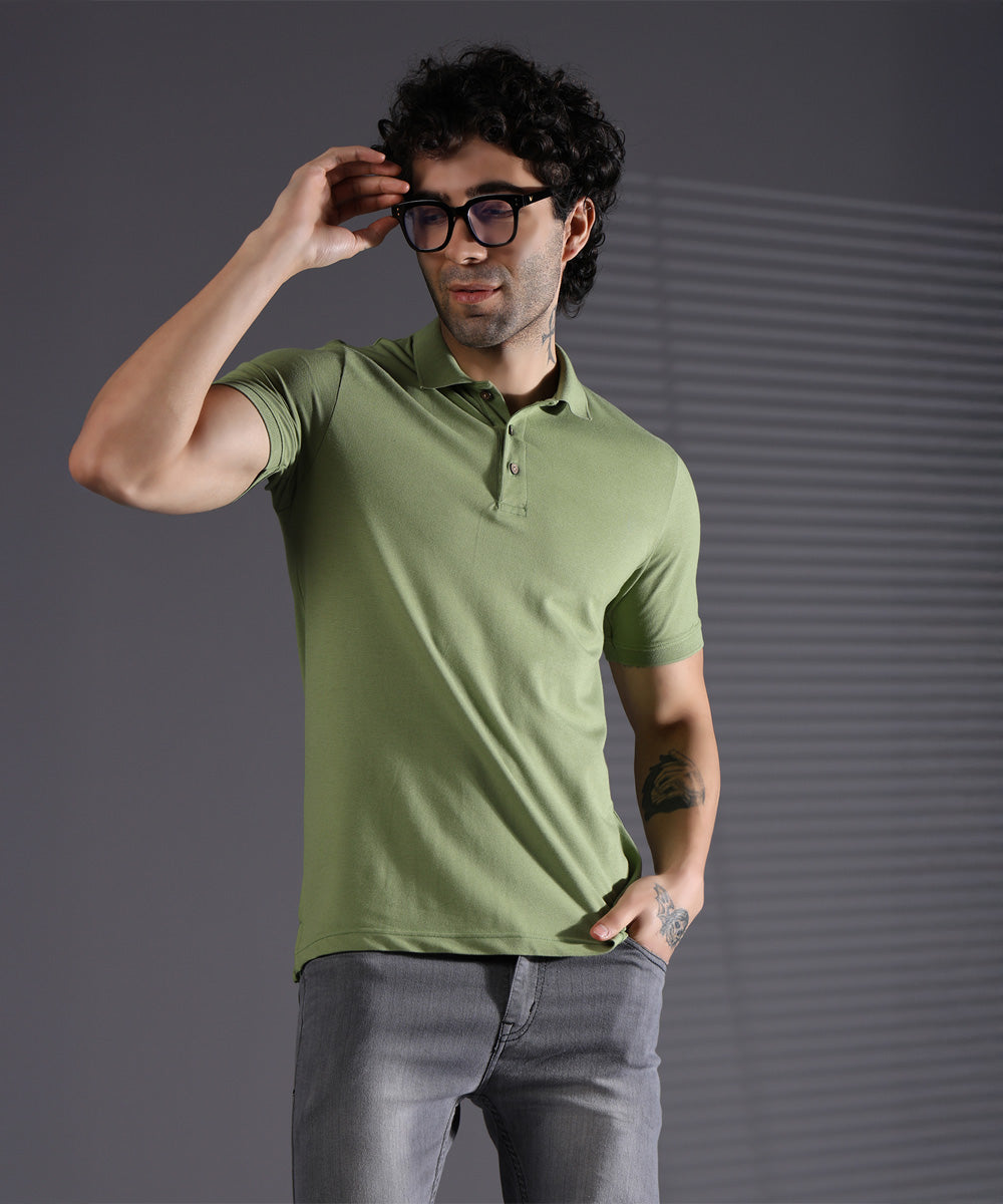 Naturefab Men’s Organic Bamboo Polo Tshirt Environment Green-4