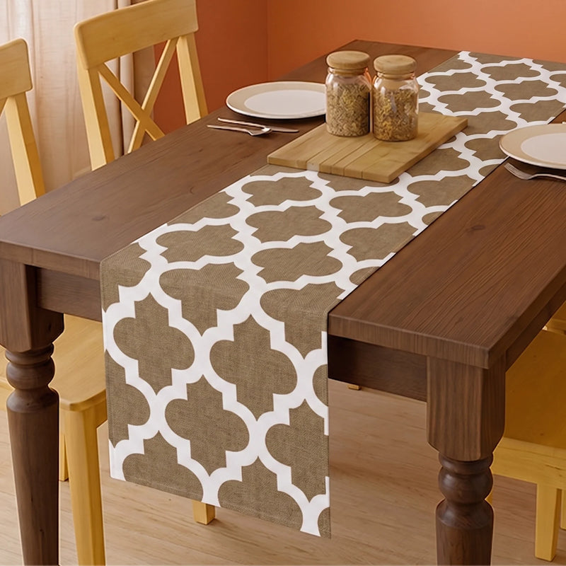 Imprimer Quatrefoil - Printed Dining Table Runner (Grey)-6
