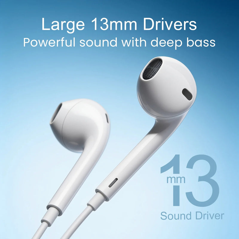 Hammer Nova 4 Lightning Earphones with Mic, Ergonomic Half In-Ear Wired Earphones for iPhones - White-6