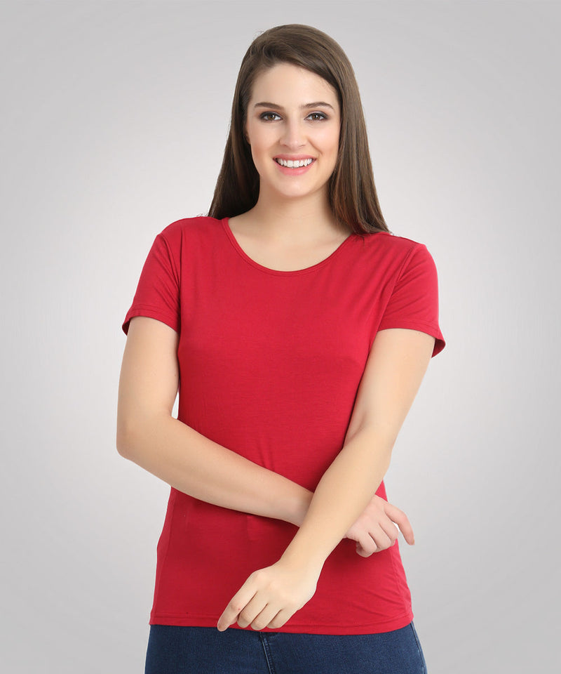 Naturefab Women's Organic Bamboo Tshirt Maroon-1
