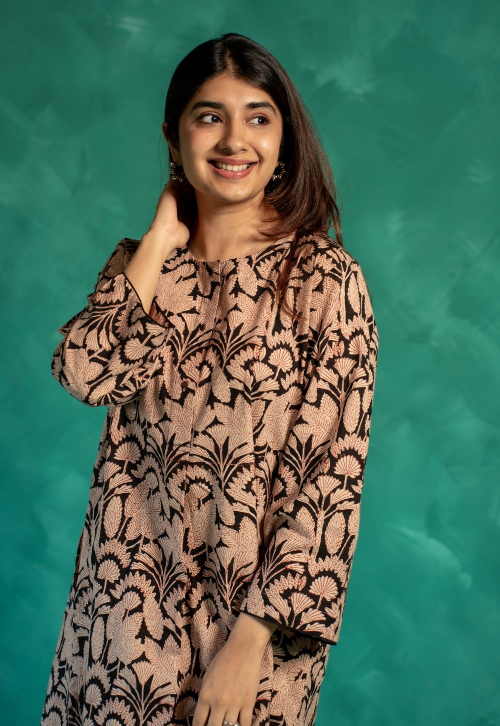 Kaaya Black Bagru Cotton Straight Co-Ord Set