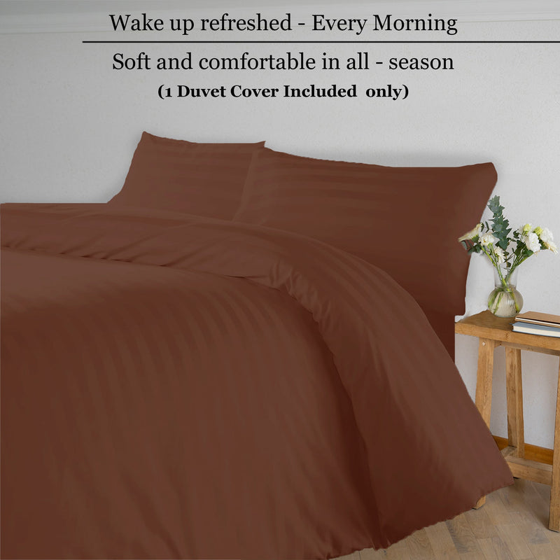 Breton Mellow - Satin Striped Duvet Cover (Brown)-6