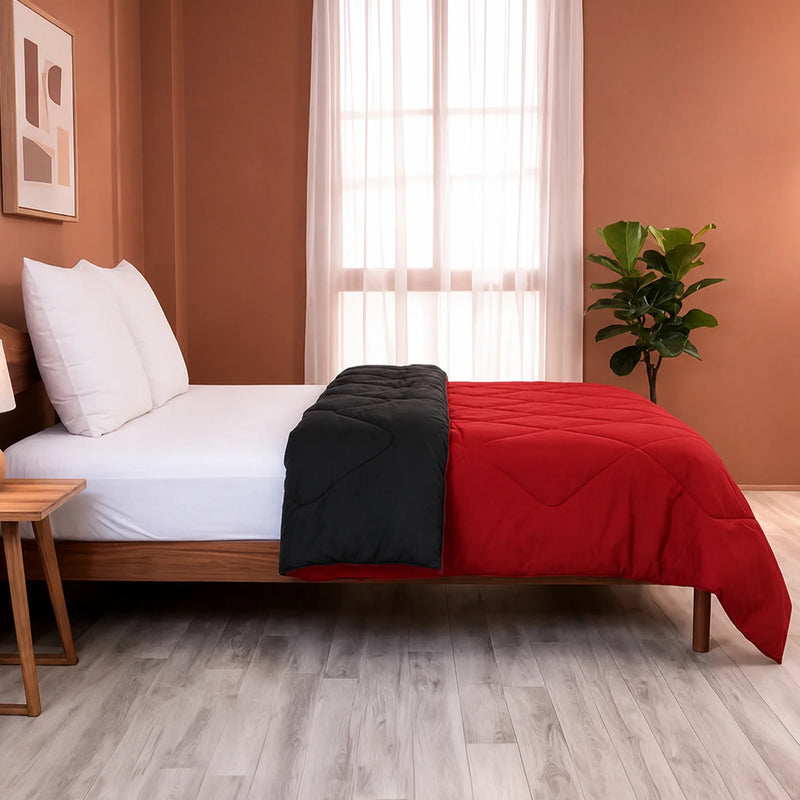 Fort - Reversible Duvet Comforter (Black & Maroon)-6