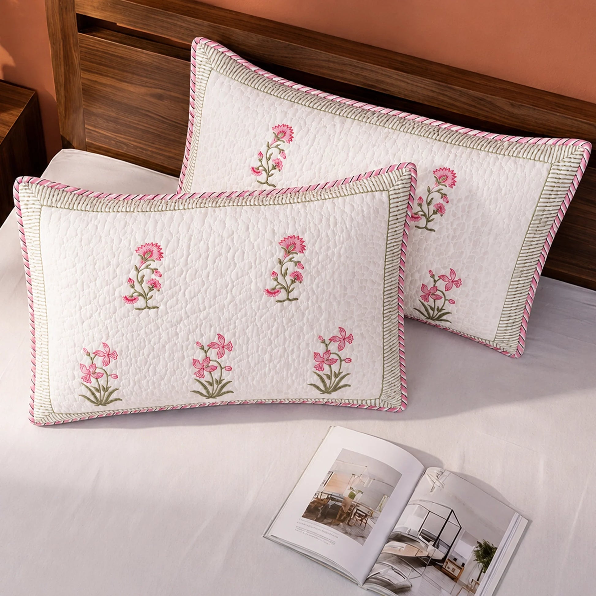 Floral Pink Quilted Pillow Covers-6