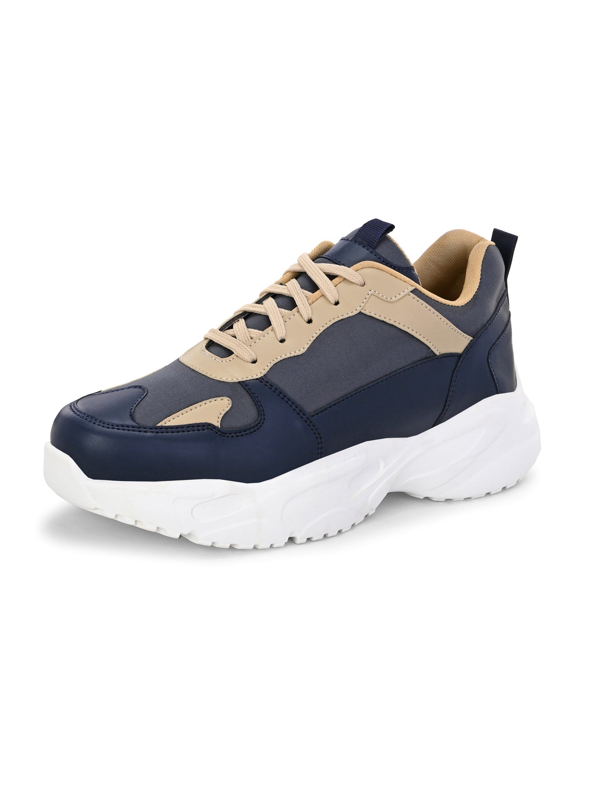 EL PASO Men Blue Faux Leather Casual Lace Up Sneakers-5
