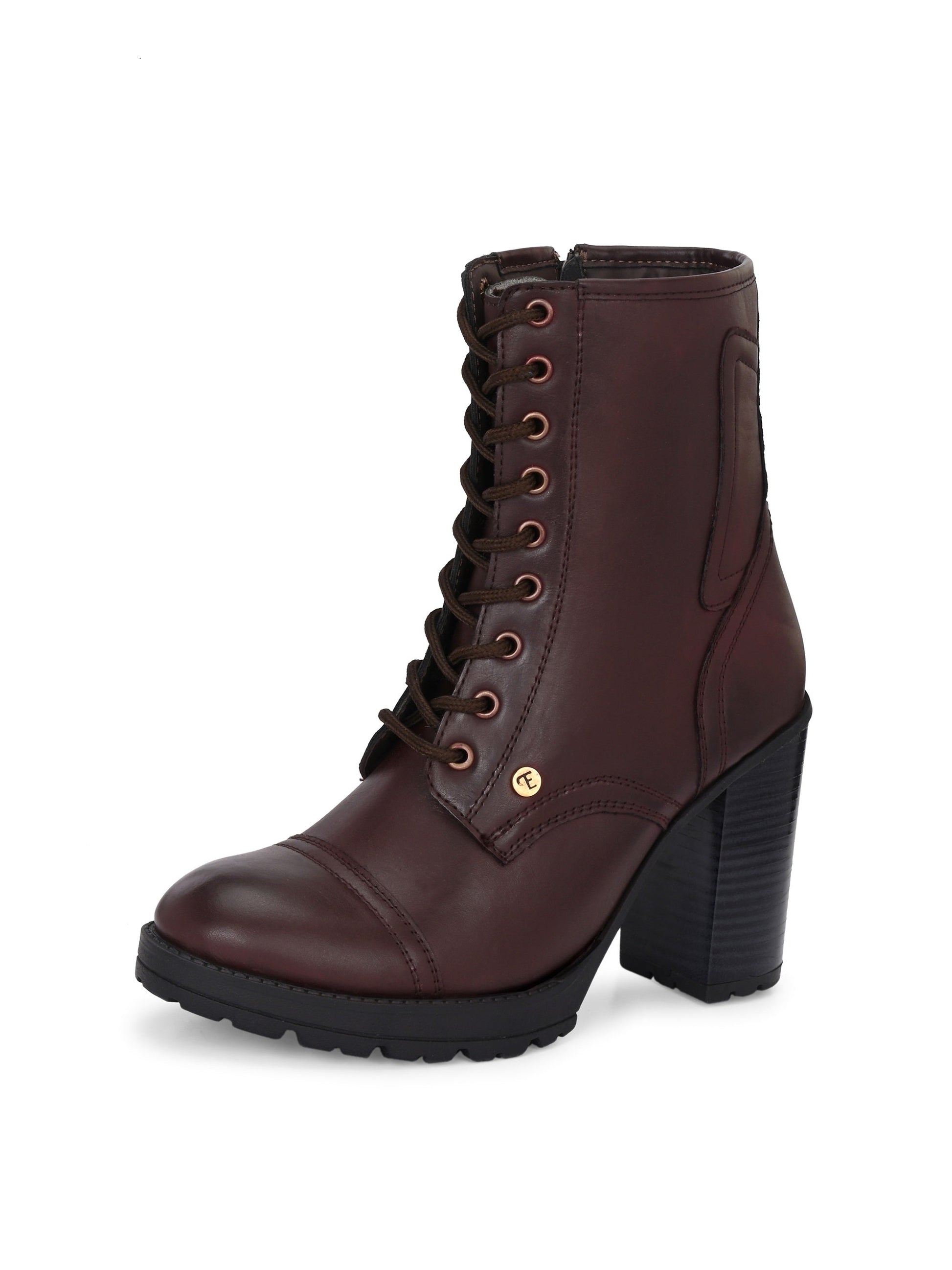 EL PASO Women Faux Leather Casual Lace Up Boots-12