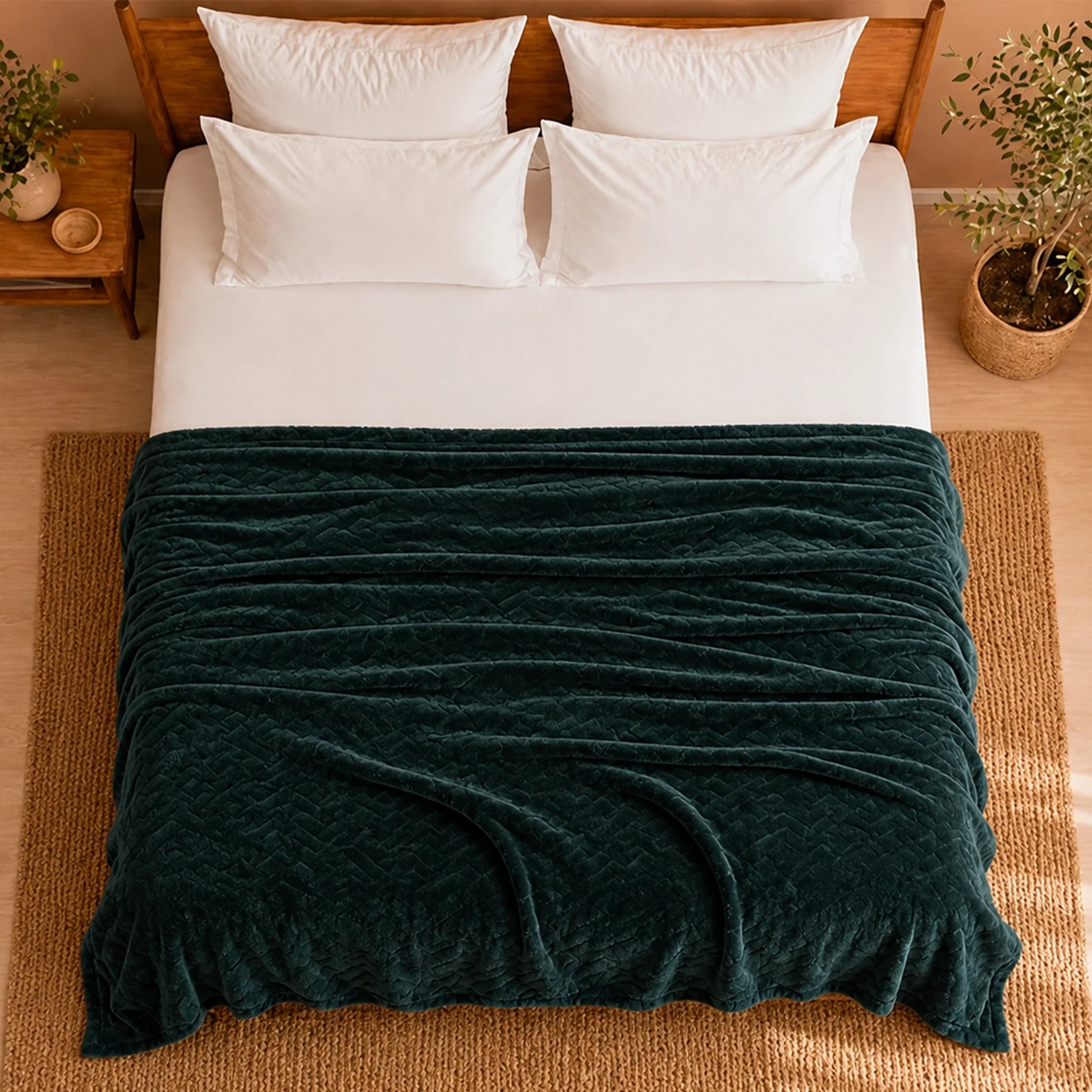 Fort Mellow - Wave Plush Blanket (Emerald Green)-6