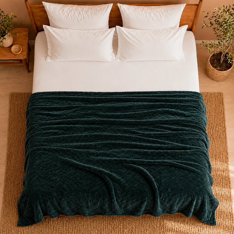 Fort Mellow - Wave Plush Blanket (Emerald Green)-6