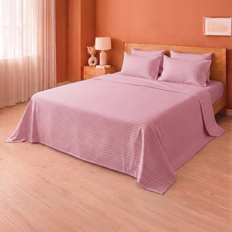 Breton Doze - Satin Stripe Reversible Dohar Blanket (Baby Pink)-6
