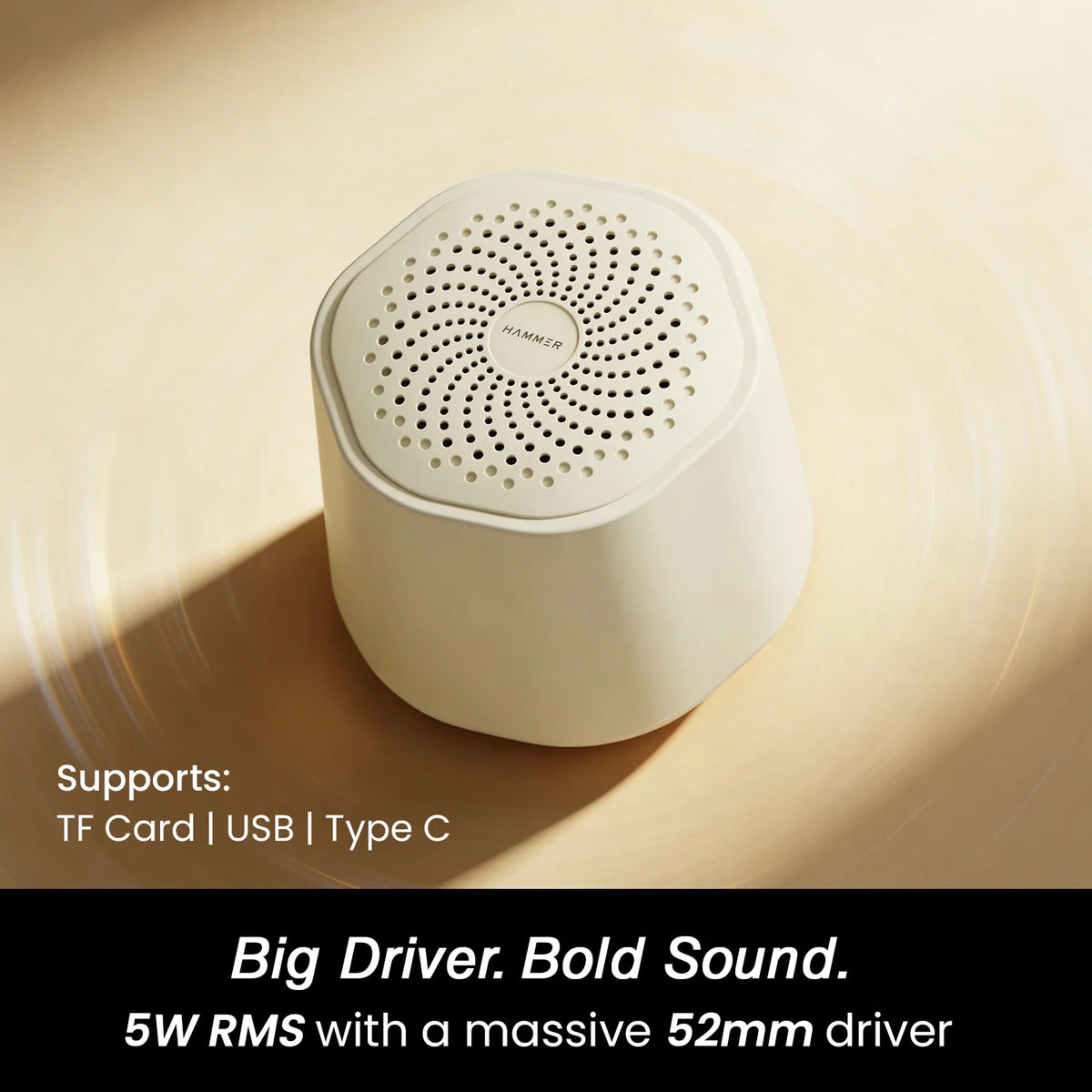 HAMMER Drop Go Portable Bluetooth Speaker | 5W RMS Output | Up to 32H Playtime | Beige-9