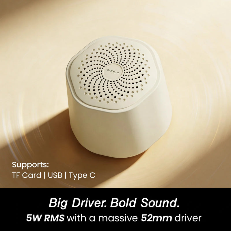 HAMMER Drop Go Portable Bluetooth Speaker | 5W RMS Output | Up to 32H Playtime | Beige-9