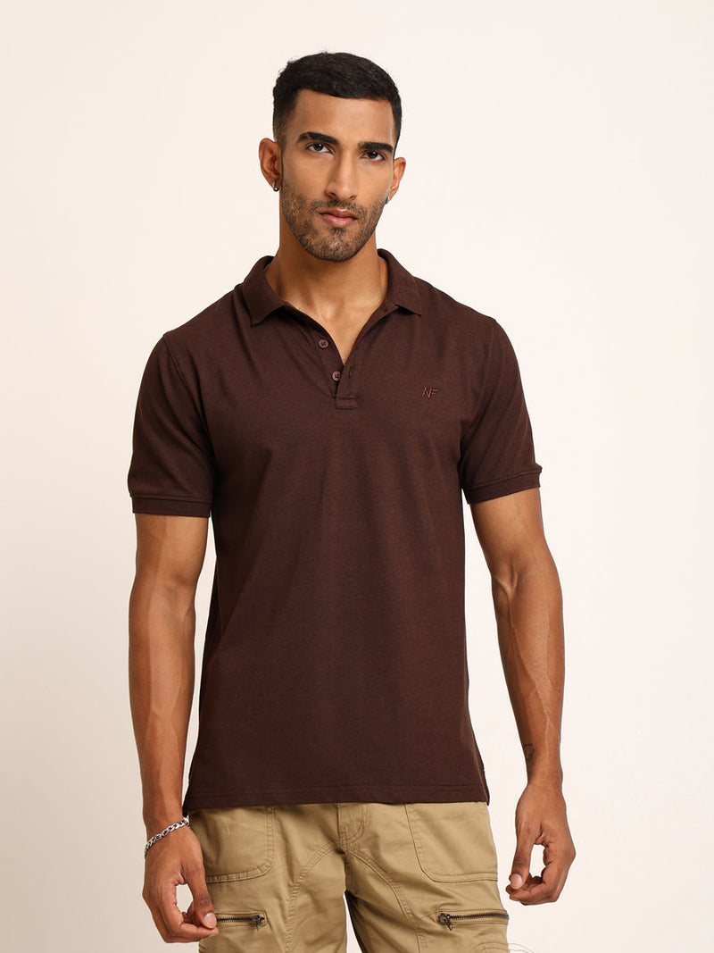 Naturefab Men’s Organic Bamboo Polo Tshirt Coffee Bean-1