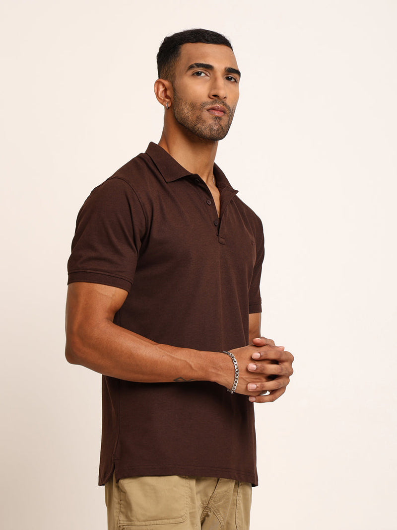 Naturefab Men’s Organic Bamboo Polo Tshirt Coffee Bean-2