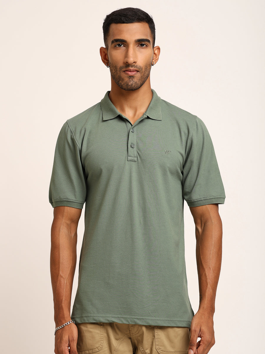 Naturefab Men’s Organic Bamboo Polo Tshirt Granite Green-1