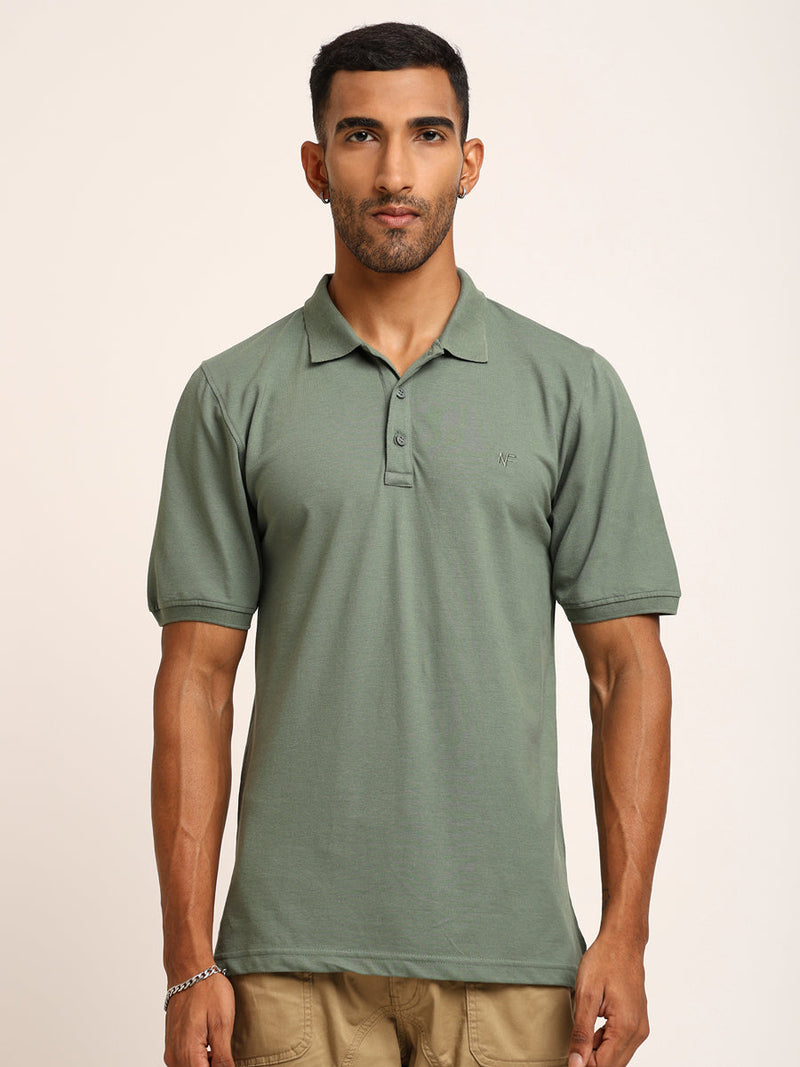 Naturefab Men’s Organic Bamboo Polo Tshirt Granite Green-1