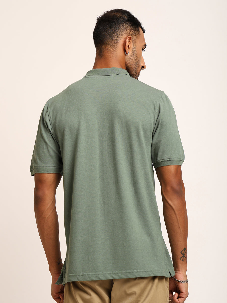 Naturefab Men’s Organic Bamboo Polo Tshirt Granite Green-2