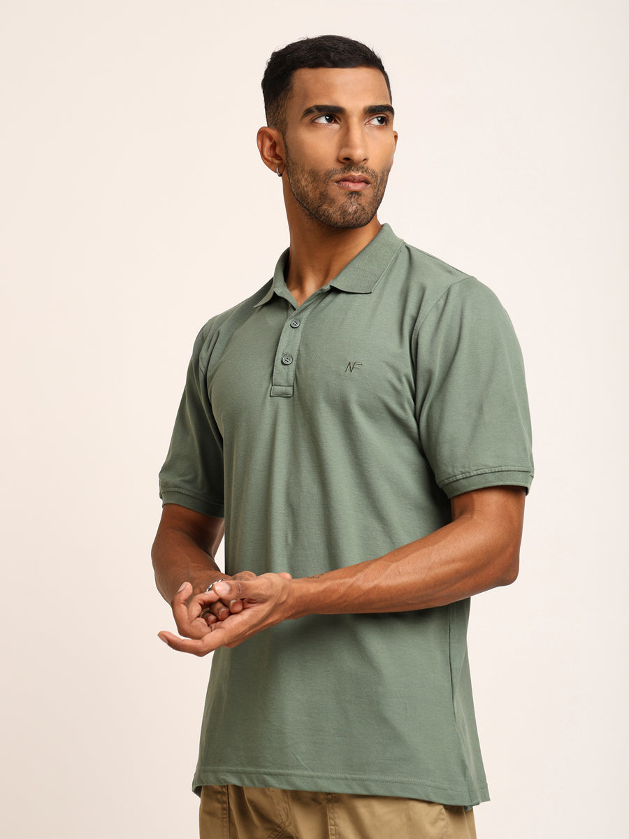 Naturefab Men’s Organic Bamboo Polo Tshirt Granite Green-4
