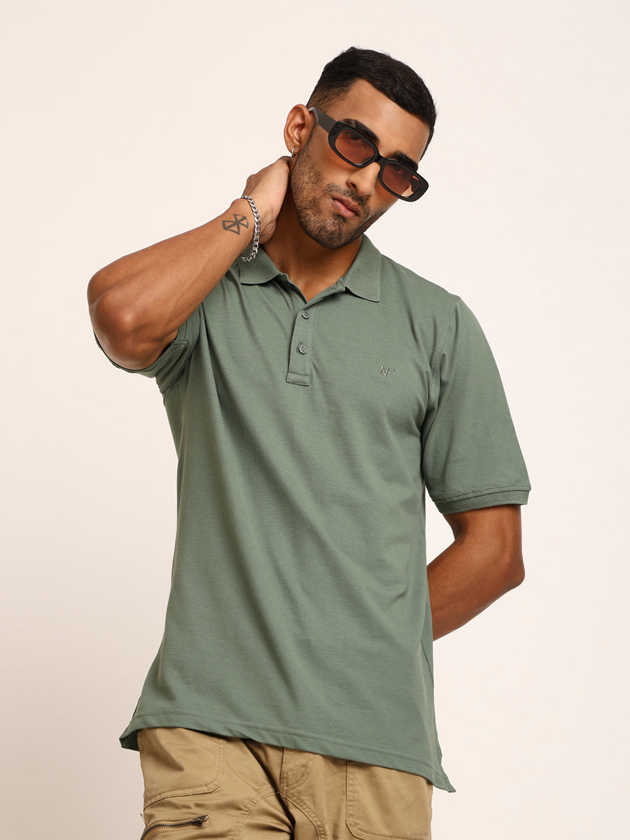 Naturefab Men’s Organic Bamboo Polo Tshirt Granite Green-5